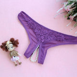 2017 New Embroidery G String Sexy Women Lady Pendant Pearl panties Low Waist Thongs Underwear Briefs Hollow Beads Panties