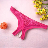 2017 New Embroidery G String Sexy Women Lady Pendant Pearl panties Low Waist Thongs Underwear Briefs Hollow Beads Panties