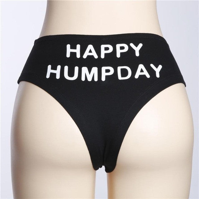 Soft Cotton Briefs 2017 Sexy Women Sexy G-string Briefs Panties Thongs HAPPY HUMPDAY Letters Lingerie Underwear low-Rise