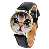 Clock Women 2017 Women Watch Cute Cat PU Leather Strap Quartz-Watch Women Girls WristWatches Women Montre Femme &03