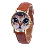 Clock Women 2017 Women Watch Cute Cat PU Leather Strap Quartz-Watch Women Girls WristWatches Women Montre Femme &03