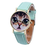 Clock Women 2017 Women Watch Cute Cat PU Leather Strap Quartz-Watch Women Girls WristWatches Women Montre Femme &03