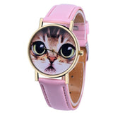 Clock Women 2017 Women Watch Cute Cat PU Leather Strap Quartz-Watch Women Girls WristWatches Women Montre Femme &03