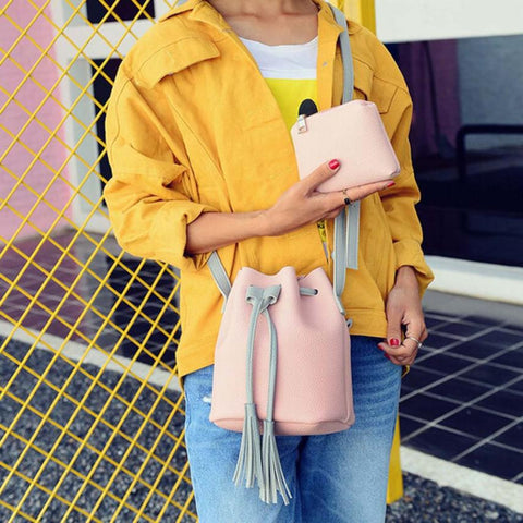 Women Shoulder Bag With One Purse Womens Bag Leather Tassel Satchel Single Shoulder Bags Women Messenger Bag bolsa feminina#YW