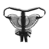 Butterfly Lace Micro Women Open Thongs G Strings Transparent Underwear BK