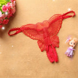 Butterfly Lace Micro Women Open Thongs G Strings Transparent Underwear BK