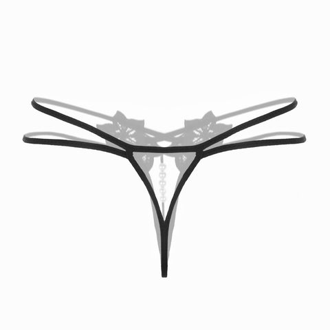 Sexy Pendant Lady Pearl G String V-String Women Panties Low Waist Underwear BK
