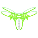Sexy Pendant Lady Pearl G String V-String Women Panties Low Waist Underwear BK
