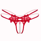 Sexy Pendant Lady Pearl G String V-String Women Panties Low Waist Underwear BK