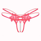 Sexy Pendant Lady Pearl G String V-String Women Panties Low Waist Underwear BK