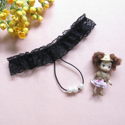 Sexy Lady Women Thongs G-string Lace Pearl Panties Lingerie Underwear BK