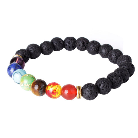 7color beads hand string bracelet Lava Yoga Reiki Prayer Stones Popular