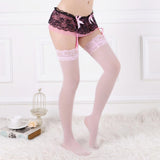 Women Lace Thigh-Highs Stockings G-String Garter Belt Suspender Set BK