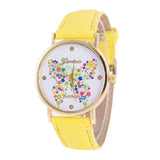 Womens Ladiestterfly Pattern Leather Quartz Wrist Watch