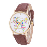 Womens Ladiestterfly Pattern Leather Quartz Wrist Watch