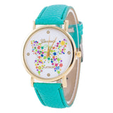 Womens Ladiestterfly Pattern Leather Quartz Wrist Watch