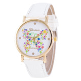 Womens Ladiestterfly Pattern Leather Quartz Wrist Watch