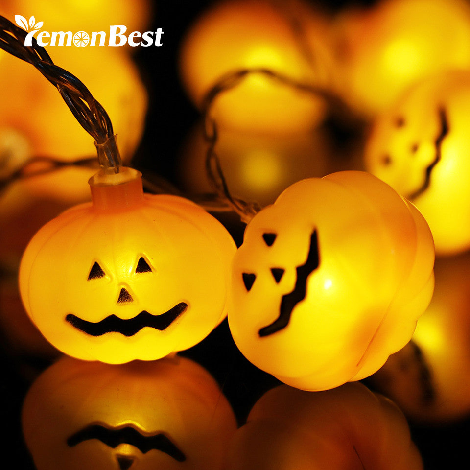 1.2m / 3.9ft 10-LED Halloween Decoration Pumpkin Face Style String Light Warm White Lamp Battery Operated for Garden Home Patio