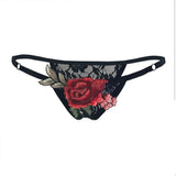 Women Low Waist Sexy Embroidered Floral Lace Thong T Back Briefs G String Underwear Panties Knickers