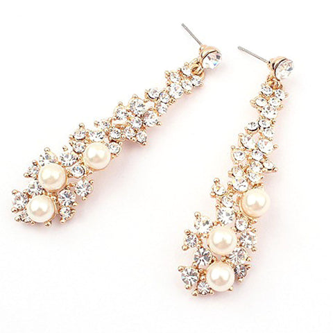 Women Rhinestone Long Drop Earrings