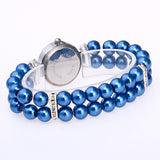 Fashion Women Casual Pearl String Watch Strap Quartz Wrist Rhinestone Watch