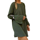 Sexy Backless Autumn Dress Women Fashion Flare Long Sleeve Loose female Women Autumn Style Vestido Women clothing Mini Dress