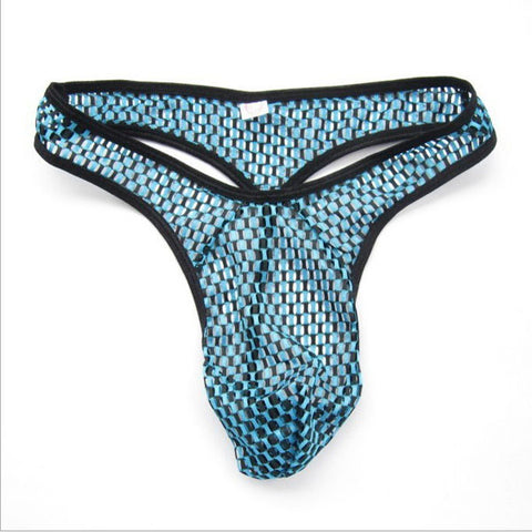 Fashion See-through Mesh Pattern Sexy Low Rise Men's Thong T-back G-string Underwear