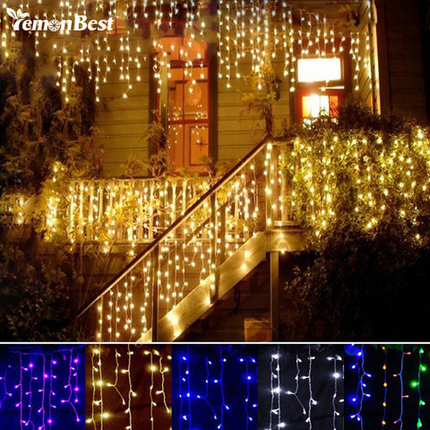 LemonBest Christmas Lights Outdoor Decoration Home 3.5m Led Curtain String Lights New Year Wedding Party Garland Light