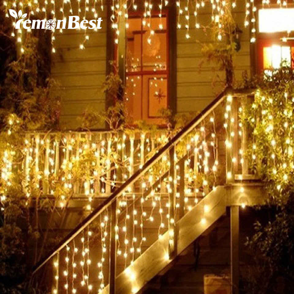 Christmas Lights Outdoor Decoration 3.5m Droop 0.3-0.5m Led Curtain Icicle String Lights New Year Wedding Party Garland Light