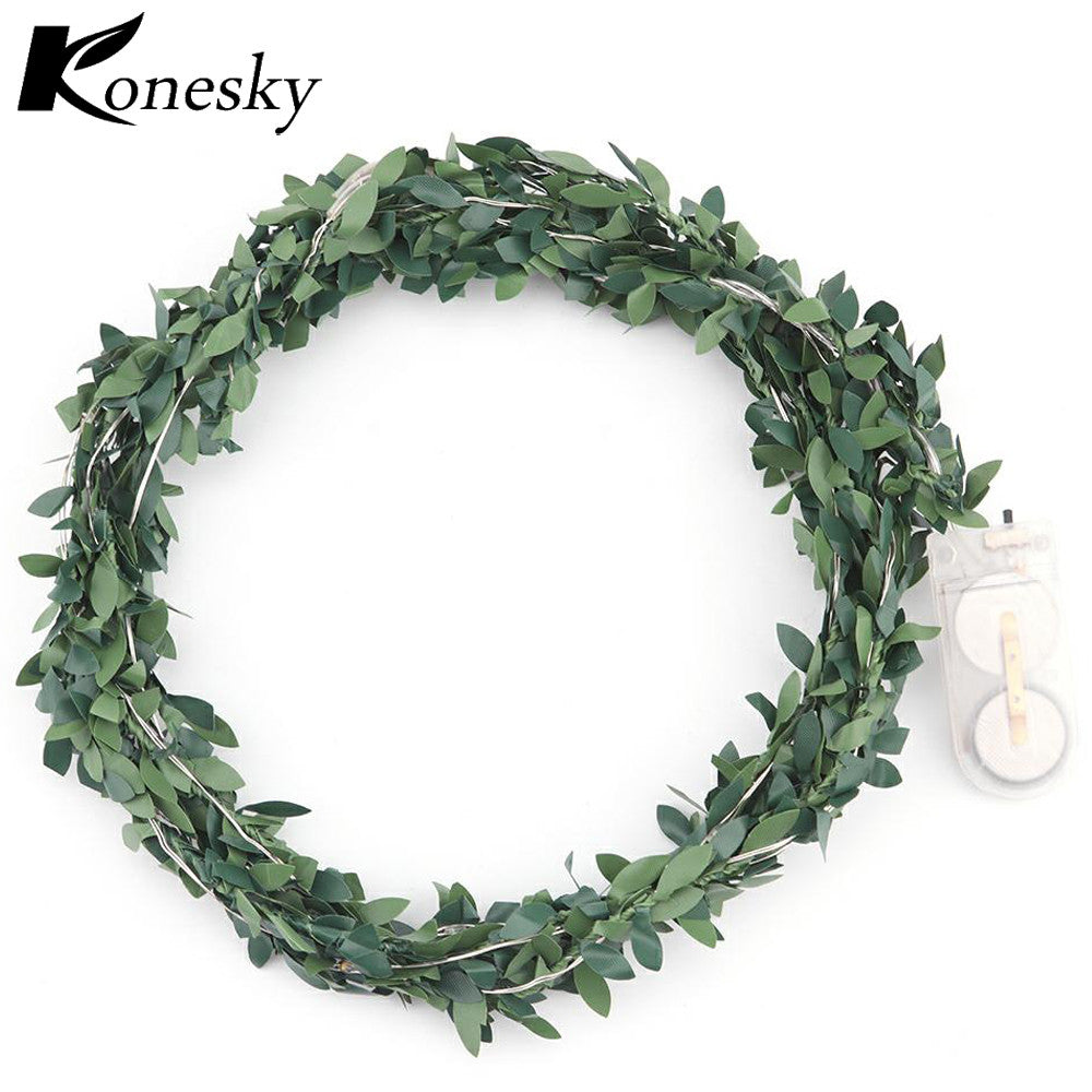 20-LEDs Leaf Garland Battery Operate Copper LED Fairy String Lights for Christmas Wedding Decoration Party Event